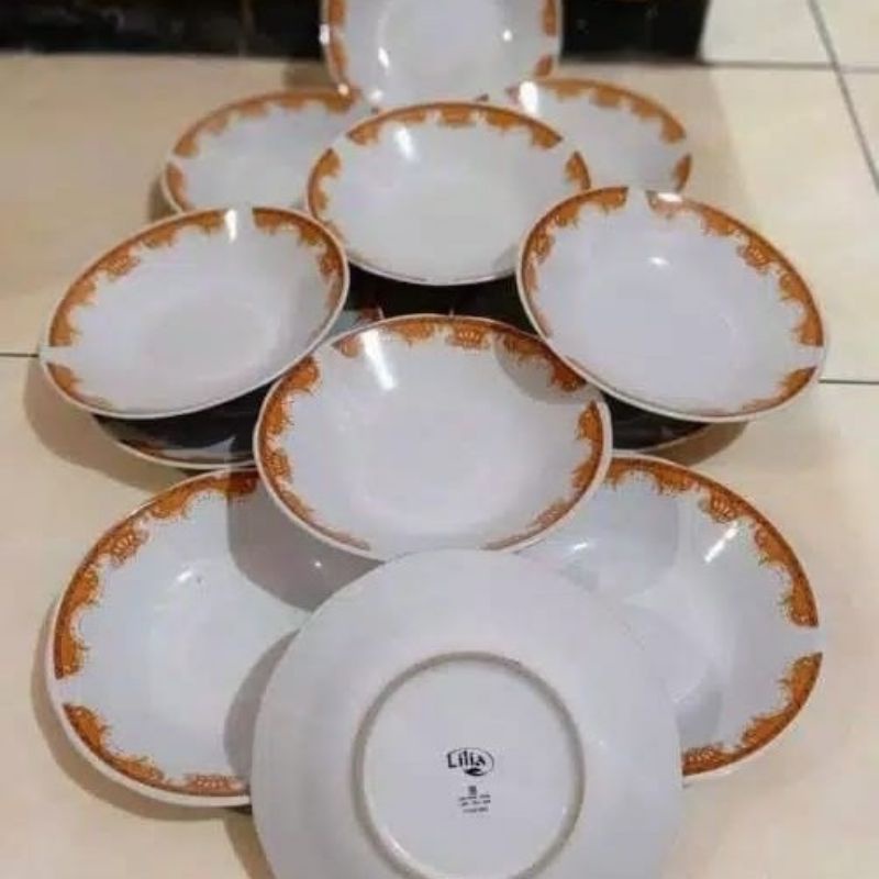 piring makan beling motip sultan uk besar tebal (harga perlusin)