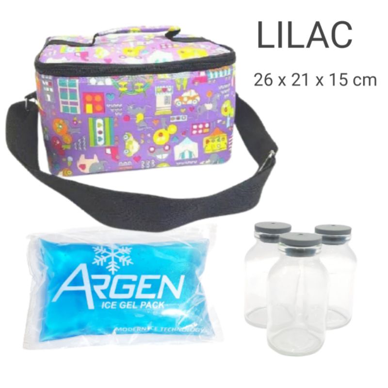 Tas Perlengkapan Asi   /  Asip + 3 Botol asi + 1 ice gel / Ukuran Besar 26x21x15 cm / tas perlengkapan menyusui asi asip