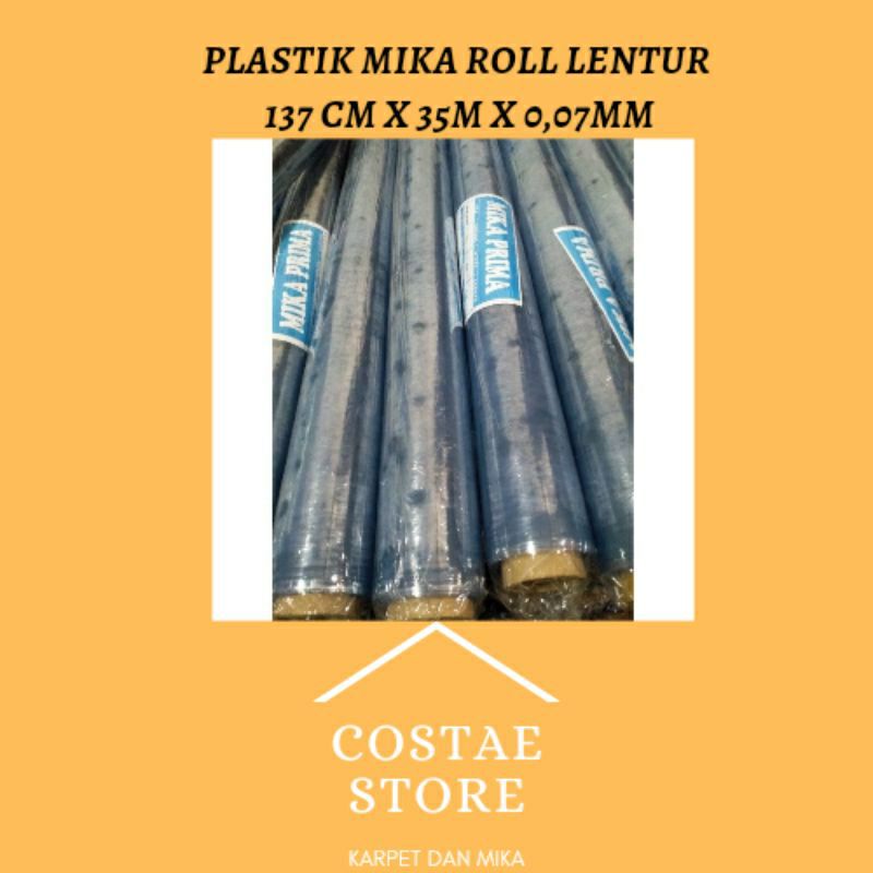 plastik mika bening lentur roll panjang 35m Lebar 1,37m Tebal 0.07mm