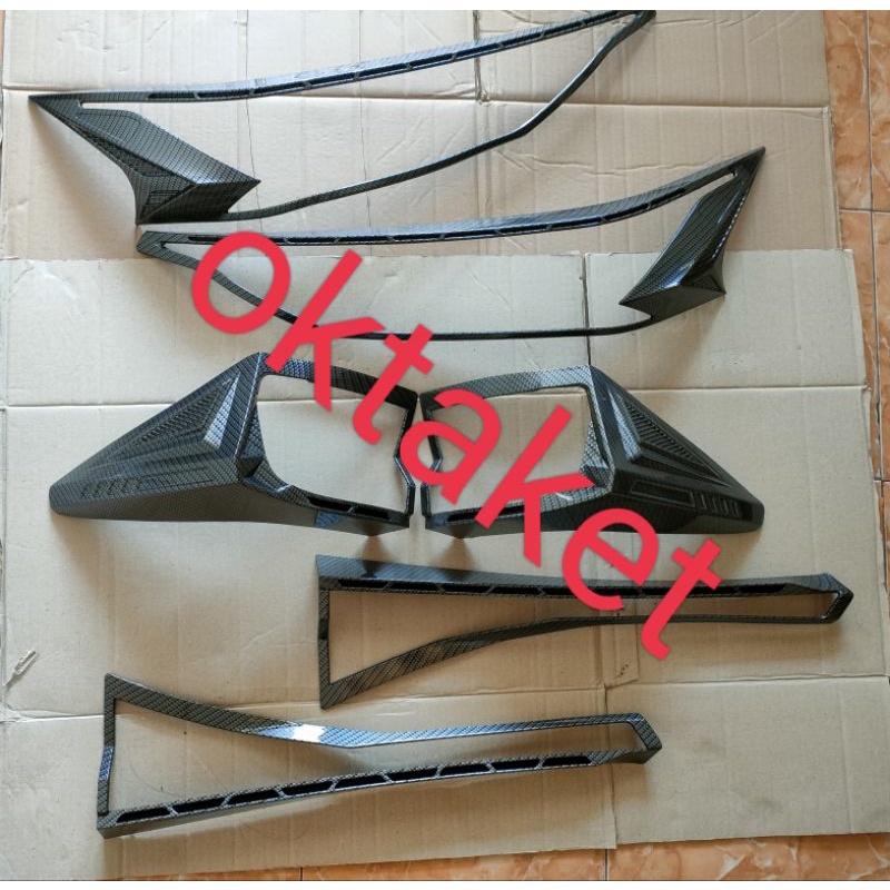 paket garnish lampu depan belakang all new Veloz 2021 2022 full carbon