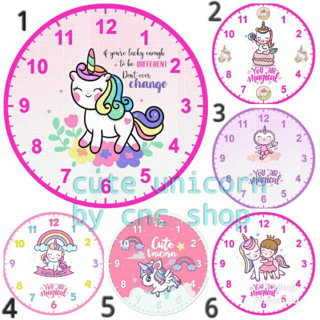 Jam Dinding Unicorn Themes 20cm dan 30cm Kado Ultah Anak