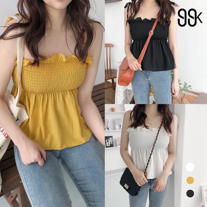 Korean Wrinkle Tank Top Atasan Wanita Tanpa Lengan 1211 (S - XL)