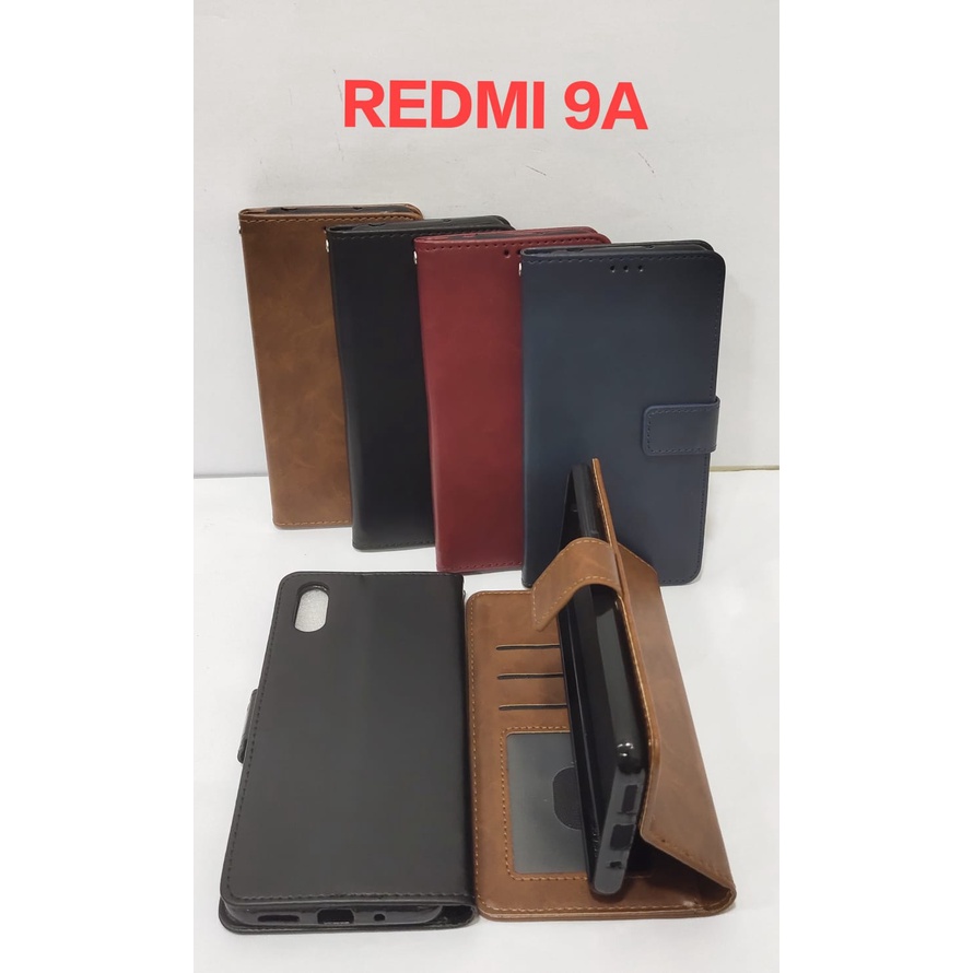 REDMI 9A Premiun Leather Magnetic flip wallet case