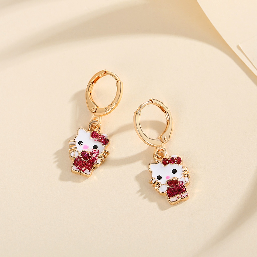 Y531【COD】Hello Kitty Earrings Anak Titanium Stainless Steel Earrings Girls Anting-Anting