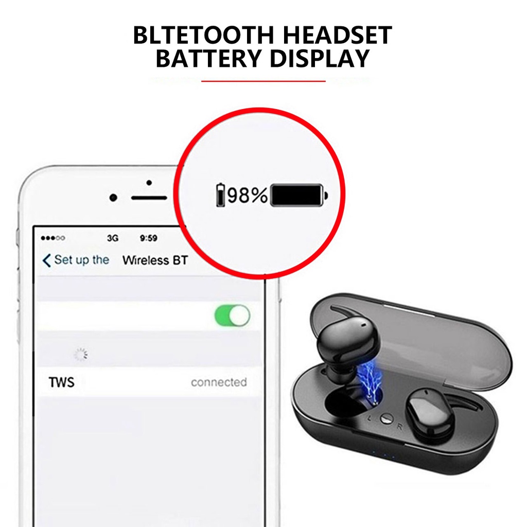 (COD) TWS Bluetooth Headset Bluetooth Y30 Earphone Headset Bluetooth 5.0 Wireless Earphone Waterproof Sport Handset HIFI Stereo Sound Music In-ear Earbuds With Mic