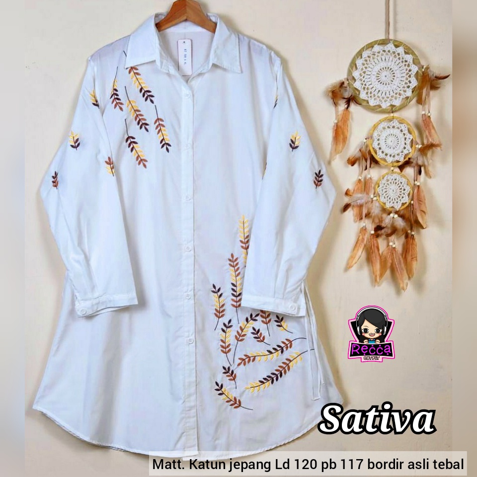 Sativa Atasan Jumbo Wanita LD 120 XXXL Ori Recca Bahan Wollpeach Bordir Premium Motif Bunga Bunga