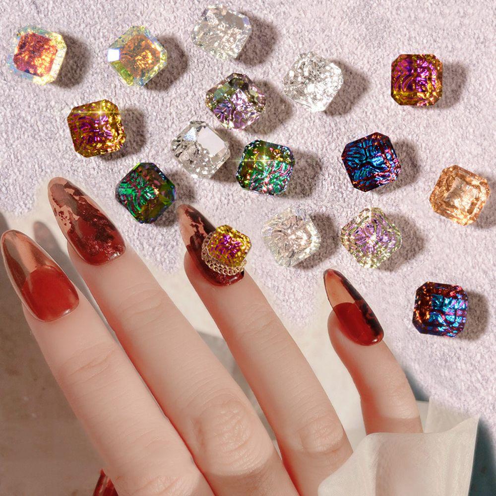 Mxbeauty Nail Art Rhinestones Square Shiny 5pcs Membuat Perhiasan Manikur Aksesoris Flatback DIY Craft Permata Kuku Charms