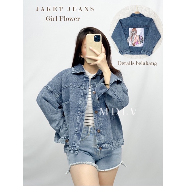 MDLV ~ Jaket Jeans Girl Flower Jeans Premium Jaket Jeans Import Good Quality Women Jeans Jaket Fashion Import