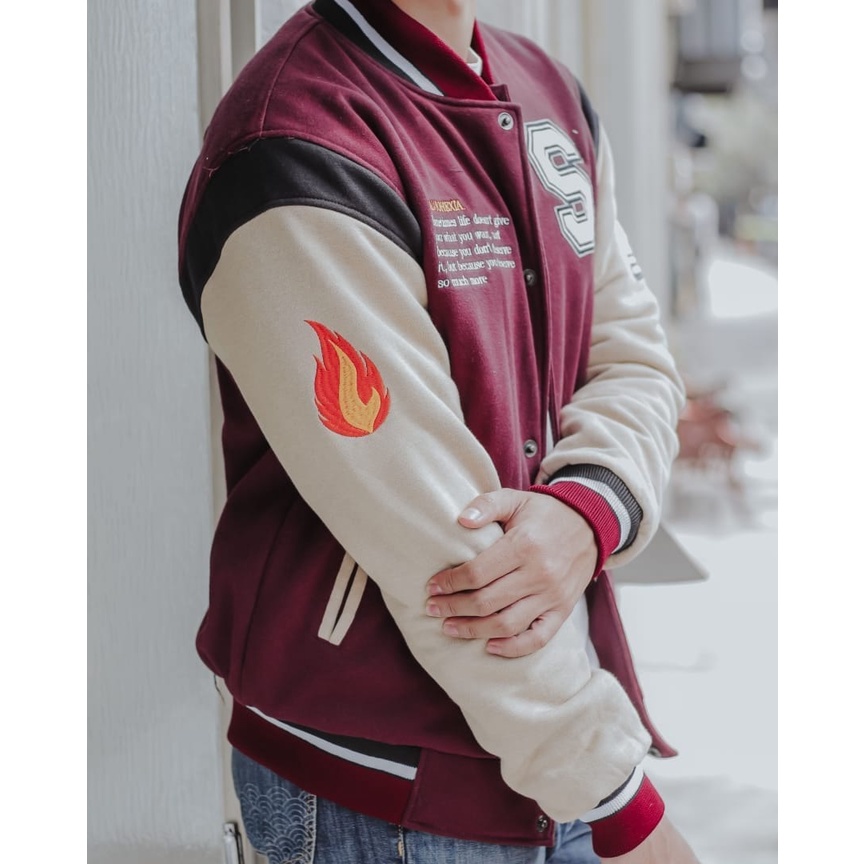 Jaket Varsity Vintage Motif Bordir Original Salvio Hexia