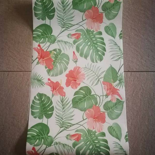 Wallpaper Bunga Daun Hijau Uk 45cmx10m Kode 1360 Shopee Indonesia