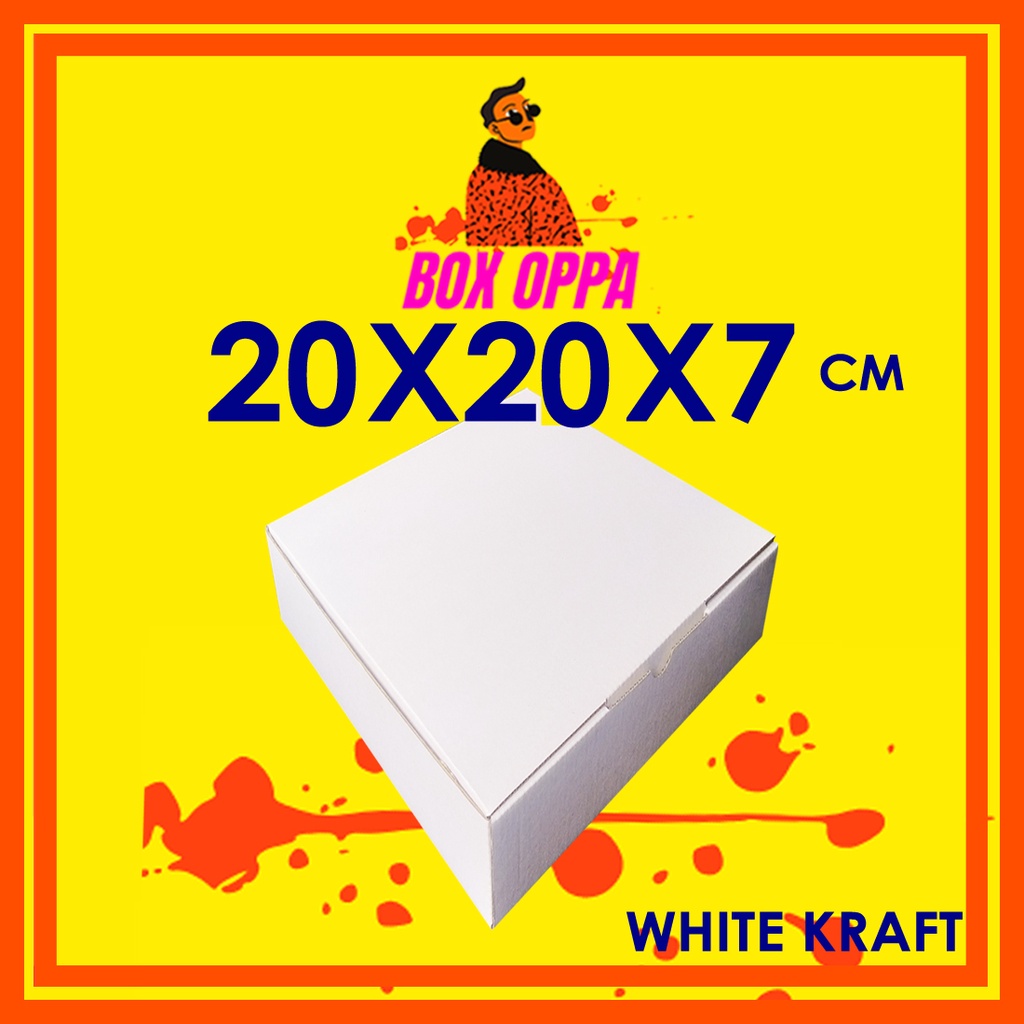 

Kardus PUTIH 20x20x7 cm (ECER) Die Cut dus Box Kotak Packing Aksesoris Baju donut Pizza Hijab Kue