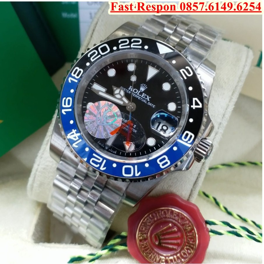 Flash Sale Jam Tangan Rolex GMT Master II Batman Silver Garansi 1th