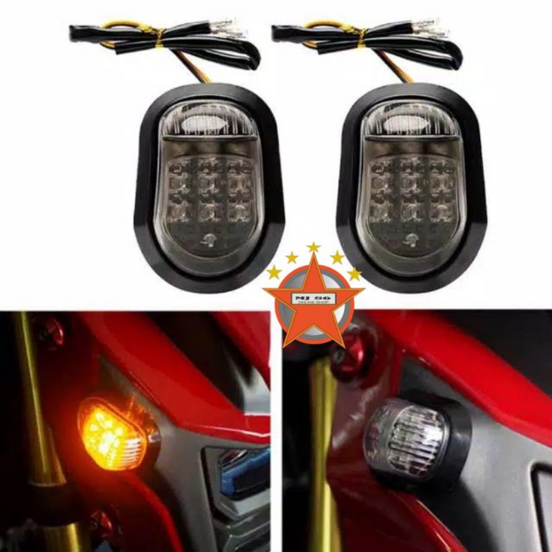 LAMPU SEN TEMPEL OVAL HIQUAL SEIN TEMPEL R15 V3,CBR,NINJA,GSX150,VIXION R25 R15 V2