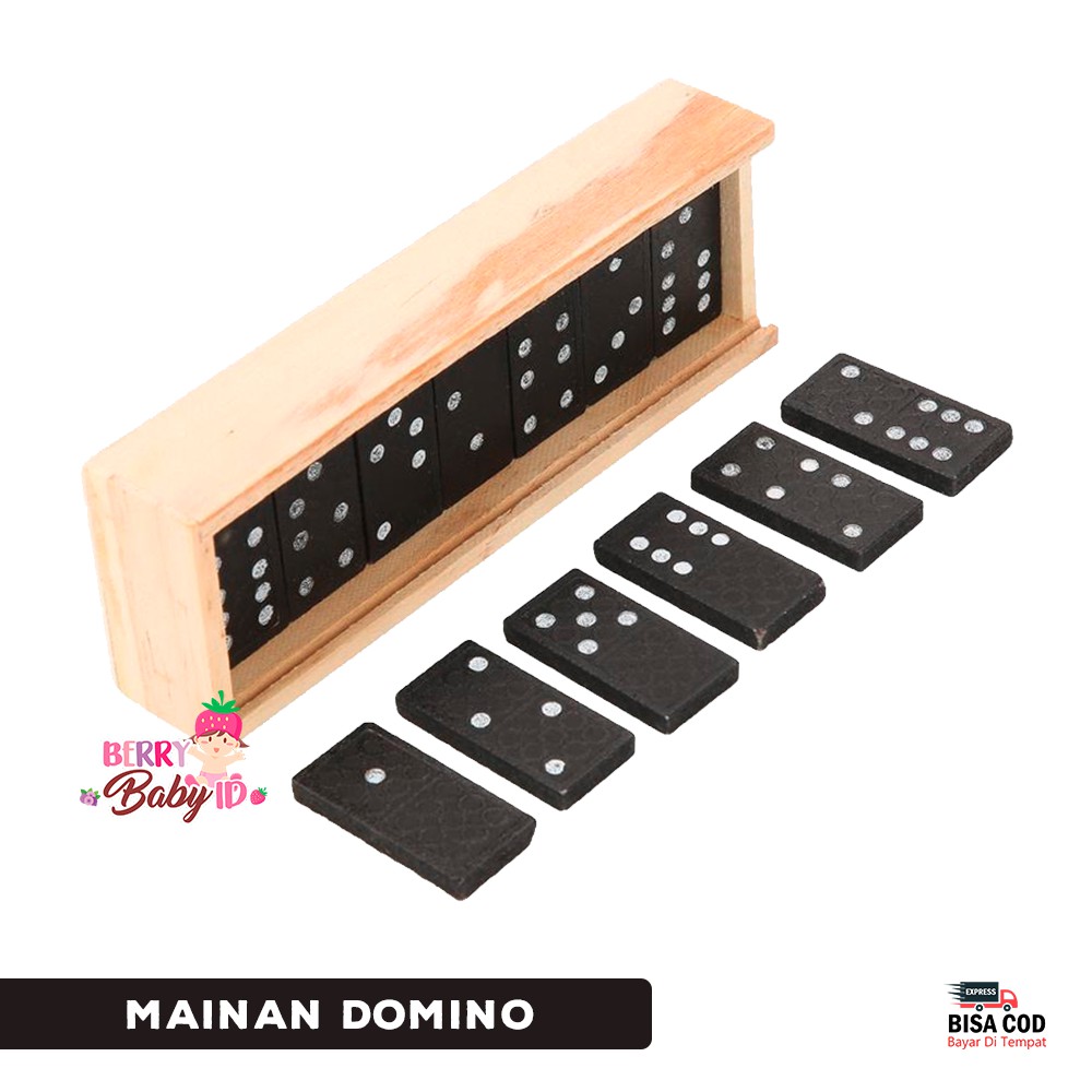 Berry Mart Domino Gaple Kayu 28 pc Mainan Anak Dewasa Board Game Mainan Keluarga Berry Mart