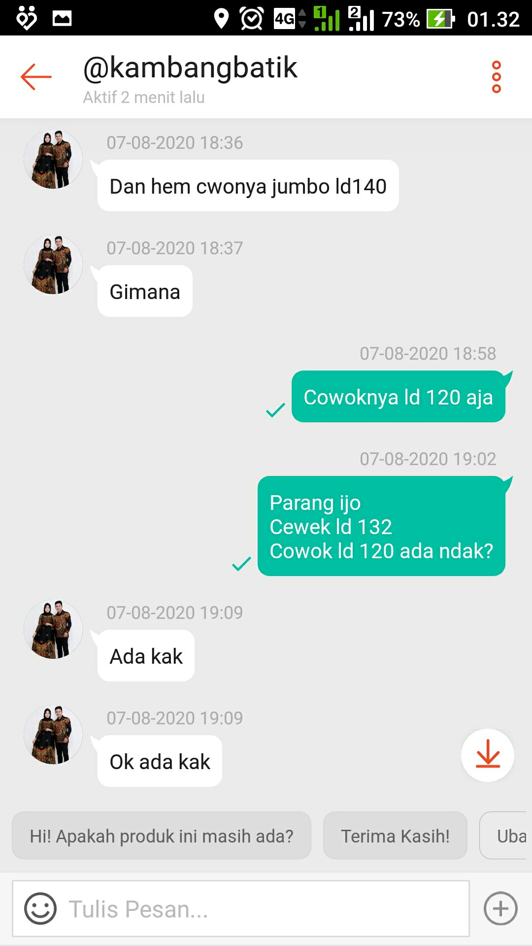 Bswart Batik Hrb026 Kenongo Hem Pendek Padi Pekalongan M L Xl Batik Pria Murah Modern Grosir