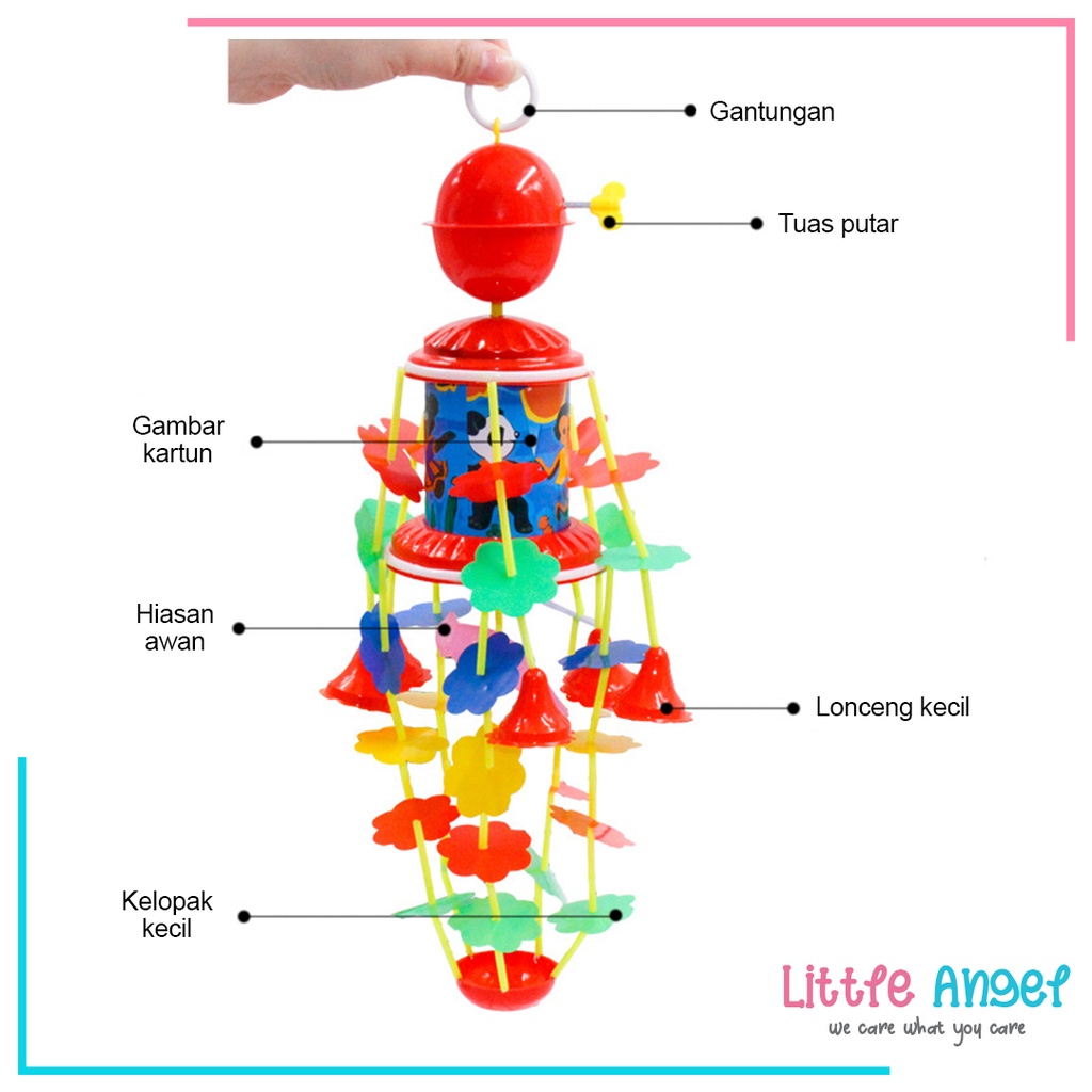 MERRY GO ROUND Mainan Anak Bayi Mainan Ramelan Gantung Musik Putar Warna Warni Hadiah Baby Newborn Musical Toys Krincingan / Kerincingan Ramelan