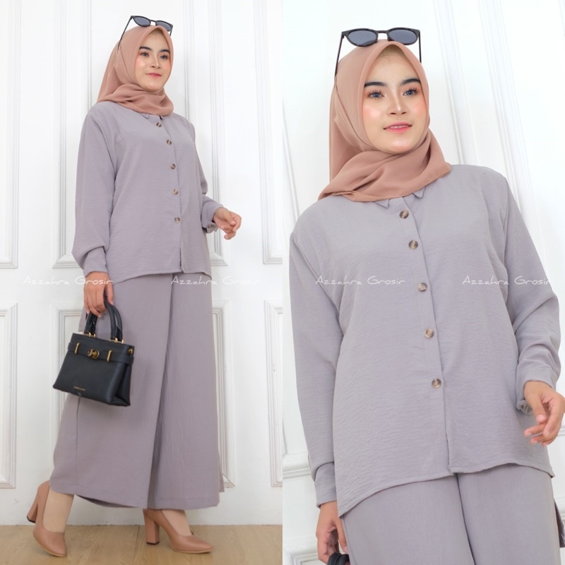 VIRA SET KULOT Ld116 - SetCel KULOT Crinkle Jumbo Oversize One Set Wanita / 365-6919