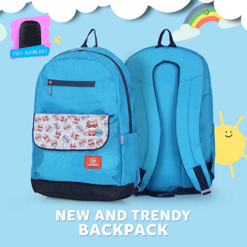 New Arrival Tas Backpack Wanita Terbaru Biru Free Raincoat | Tas Ransel Cantik | Tas Sekolah Kuliah Cewek | Tas Kerja Kantor Travelling | Tas Gendong Premiun Original