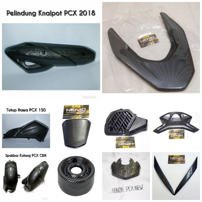 CARBON CARBON NEMO HONDA PCX 150 NEW LOKAL COVER BEHEL RADIATOR KNALPOT STOPLAMP TANGKI HAWA DLL