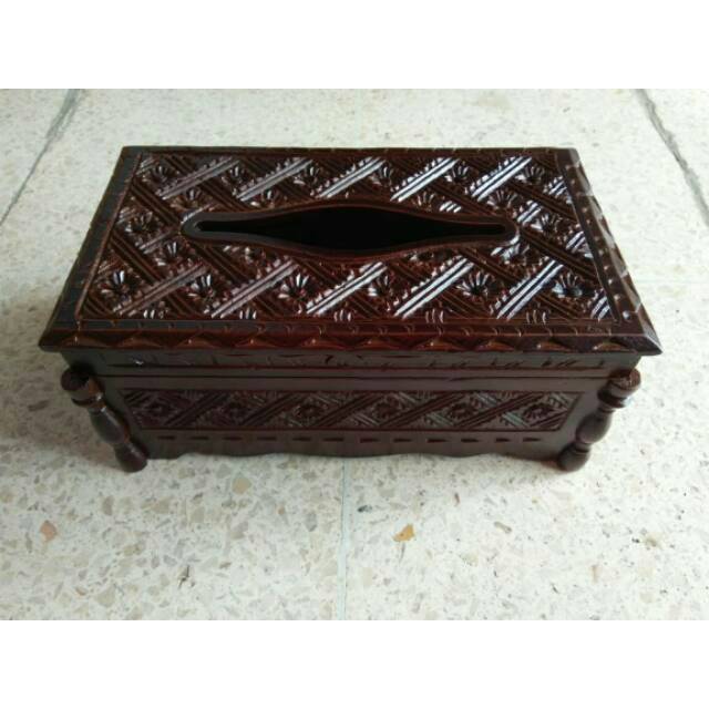 Tempat tissue kayu jati / kotak tissue kayu ukir
