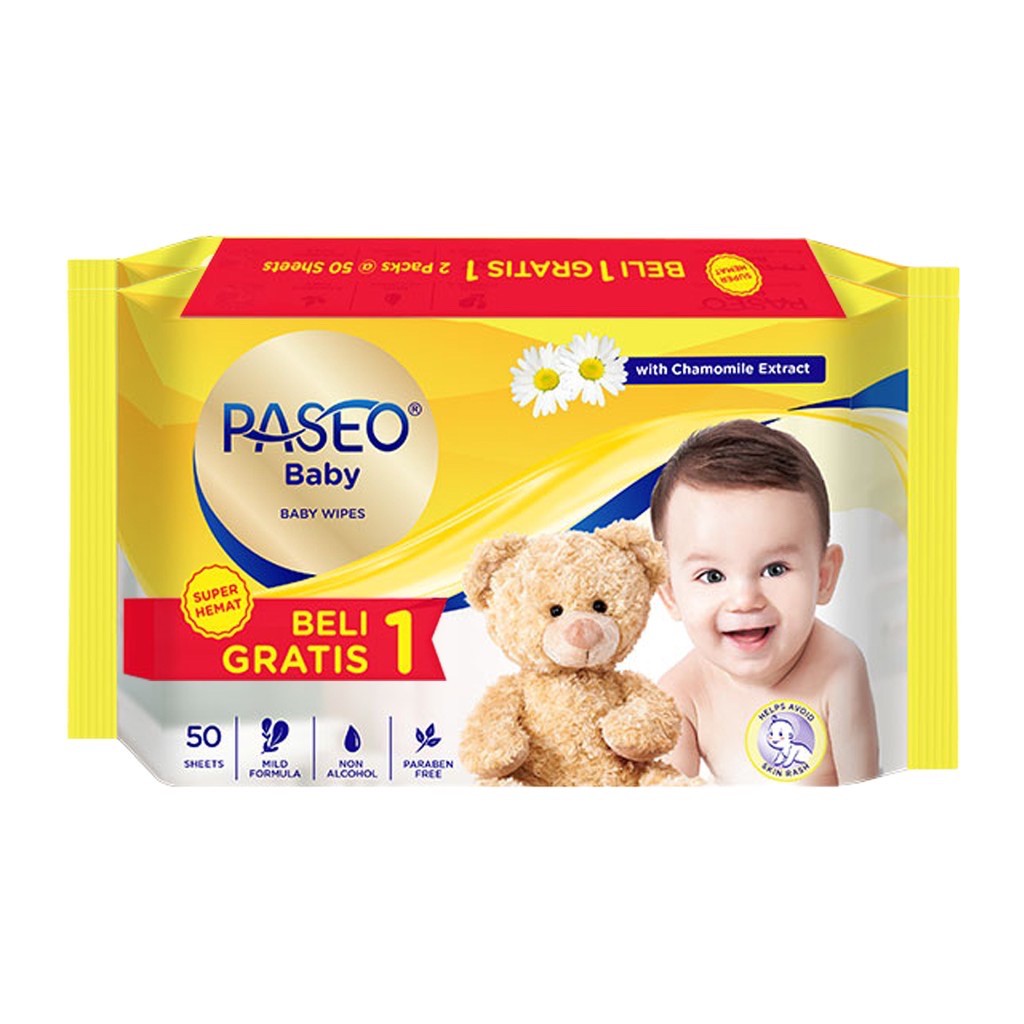 Tissue Basah Bayi Tisu Basah Paseo Baby Wipes Isi 50 sheets Buy 1 Get 1 - Tissue Basah Grosir