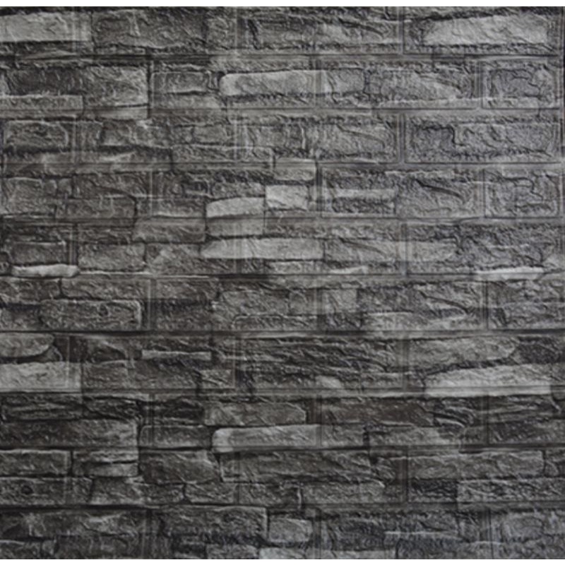 Wallpaper Foam Bata Corak 70x73cm / Wallpaper Bata Print 3D 70x73cm-BATA CORAK HITAM