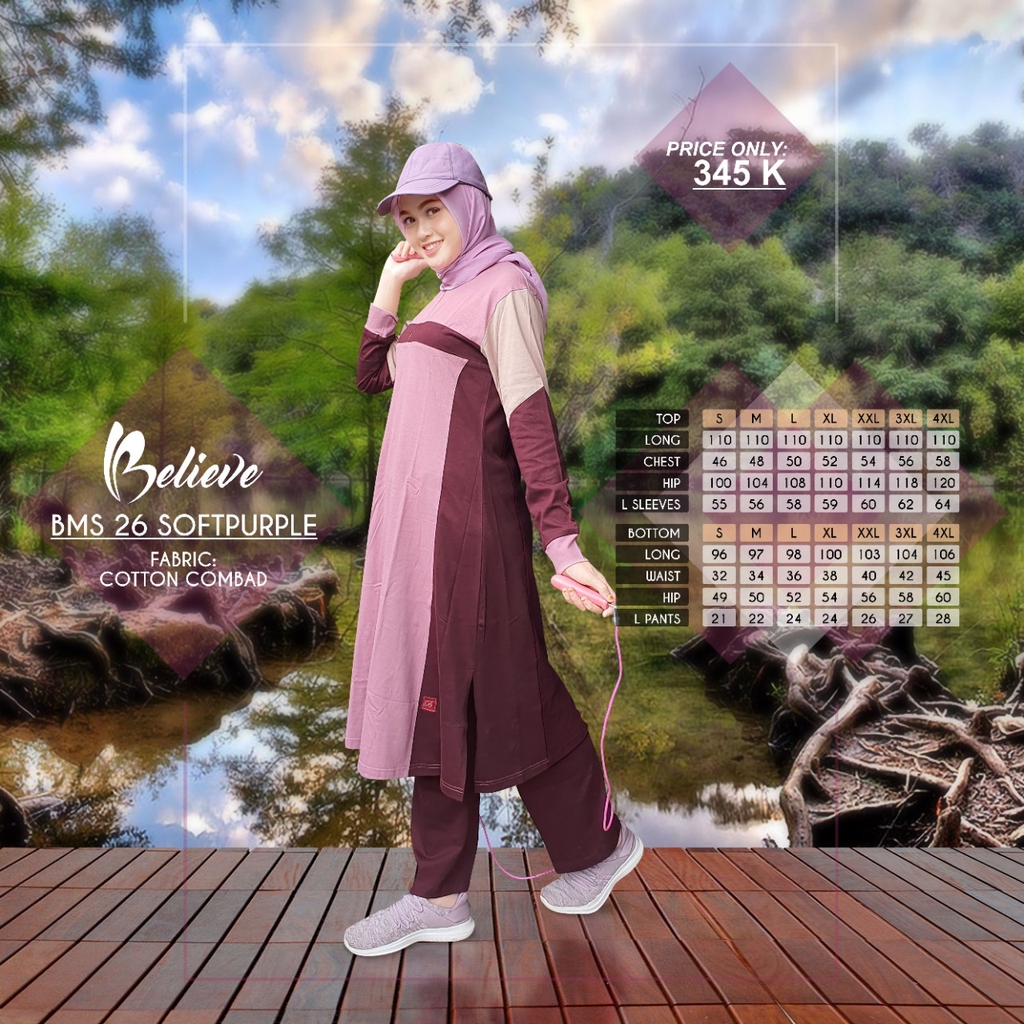 BAJU OLAHRAGA MUSLIMAH BMS 26 SOFT PURPLE