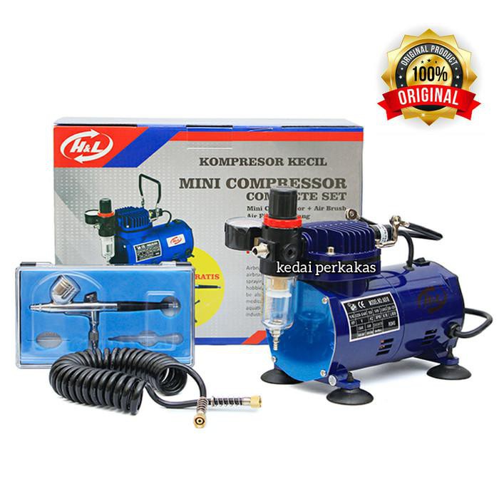 Pompa Angin Kompresor Mini Listrik Compressor Komplit Pen Airbrush H&L