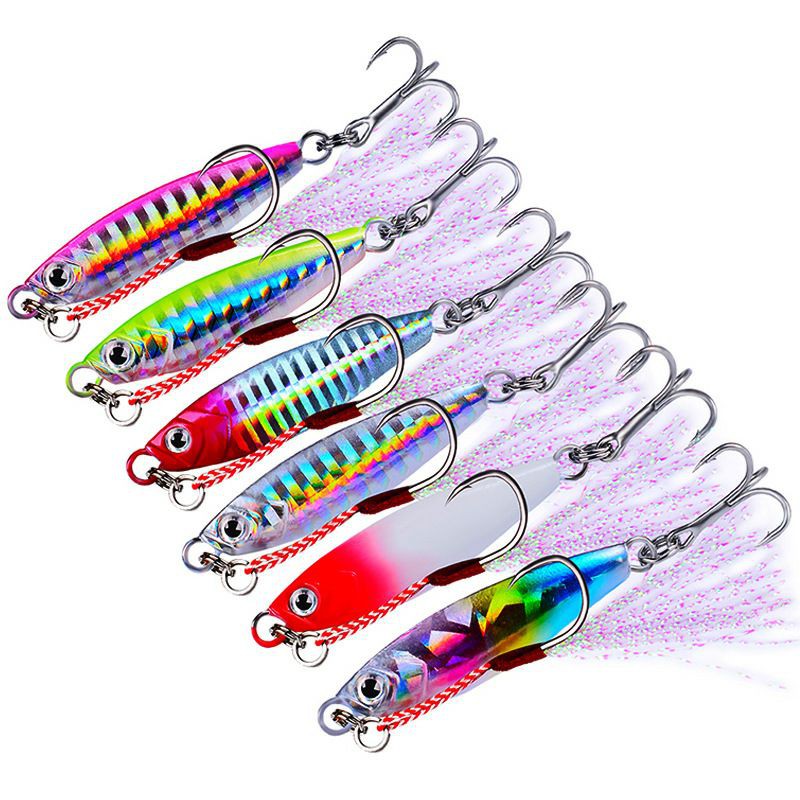 Umpan pancing metal jig + treble + asist hook fishing lure jigging 7g 10g 15g 20g 30g ultralight 048