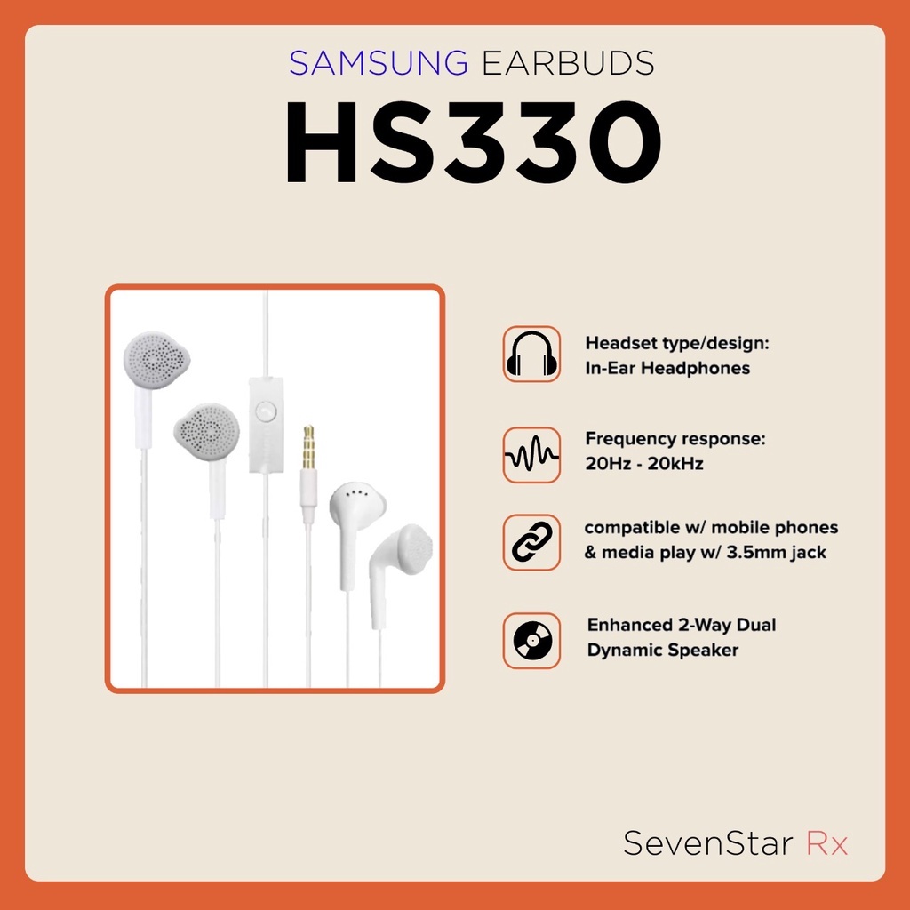 Handsfree Headset Earphone Stereo H/F Samsung HS330 3.5mm Putih