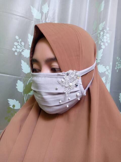 masker hias dua lapis ada tempat tisue nya