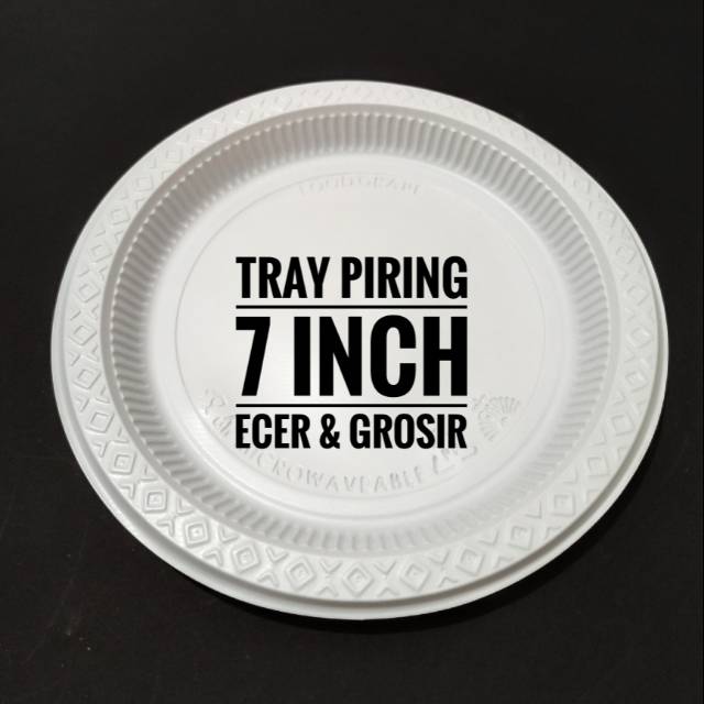 Tray Piring / Piring Plastik Putih Susu / Piring Sekali Pakai 7 inch Isi 50 pcs