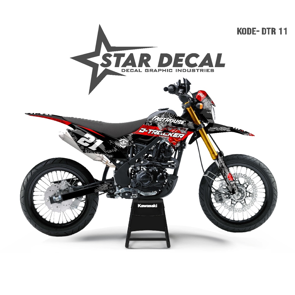 STAR DECAL | Decal DTRACKER full body | Merah Hitam Motif Fasthouse
