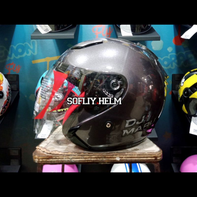 HELM KYT DJ MARU SOLID GUNMATE HALF FACE HELM KYT DJMARU  HELM HALF FACE KYT DJMARU SOLID GUMETAL