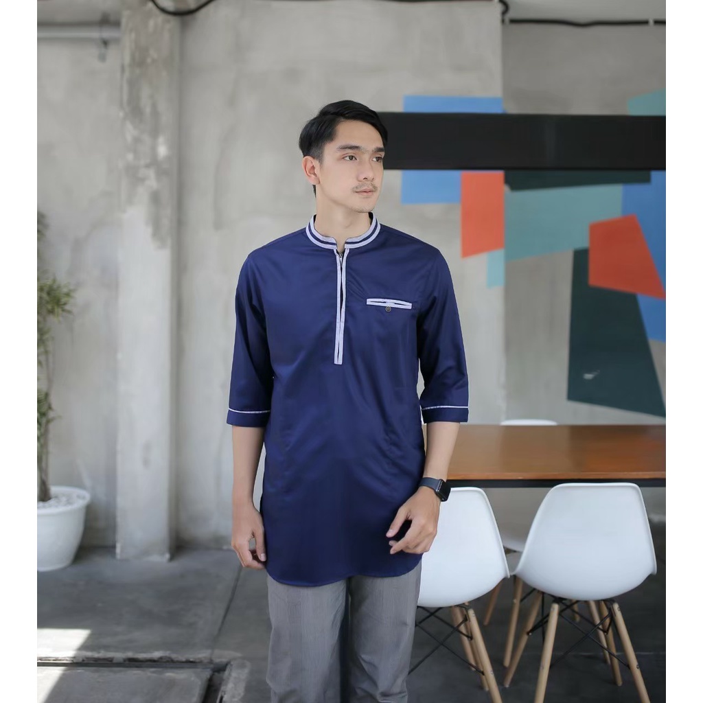 Baju Koko Kurta Dewasa Lengan 3/4 Sleting Material Toyobo Adem Serap / Baju Muslim Pria Dewasa Lengan Pendek / Baju Koko Pria Dewasa / Baju Koko Dewasa / Koko Dewasa / Baju Koko Pria Anak Dewasa Lengan Pendek Kurta Premium Dewasa Terbaru