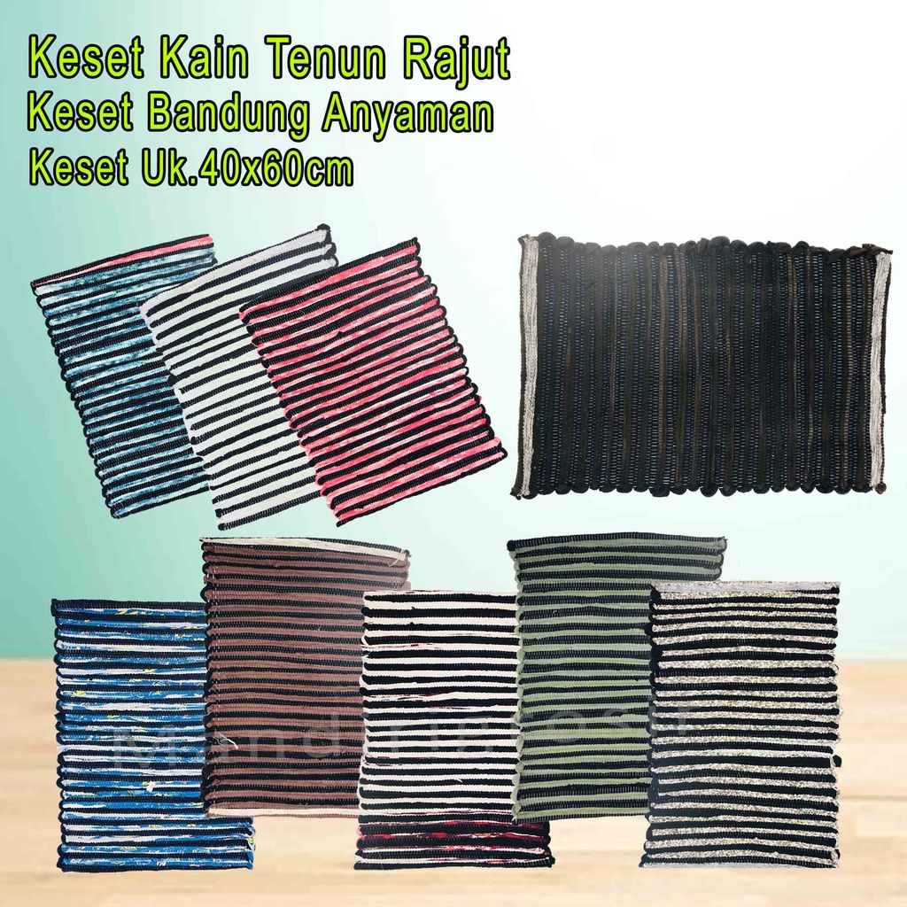 Keset Anyaman *Keset Kain Tenun Rajut * Keset Bandung * Uk.40x60cm