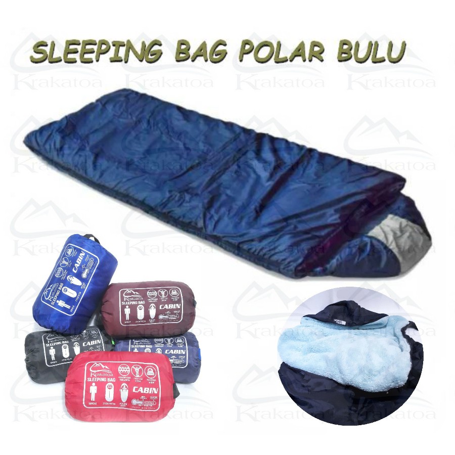 Sleeping Bag` Polar Bulu SUPER - Dacron WATERPROOF - Bantal` Kantong Tidur Anti Air