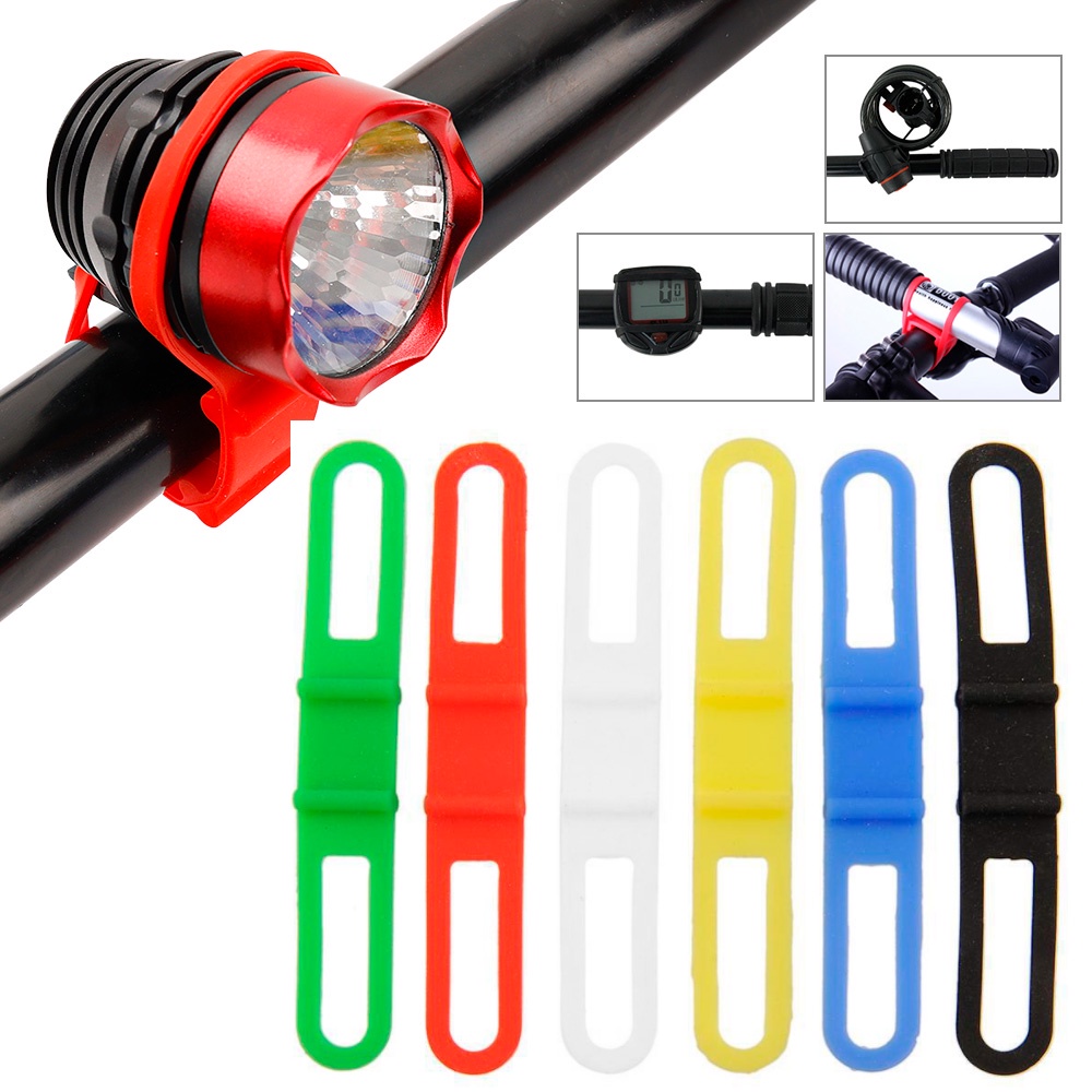 Strap Silikon Elastis Holder Senter / Handphone Untuk Stang Sepeda