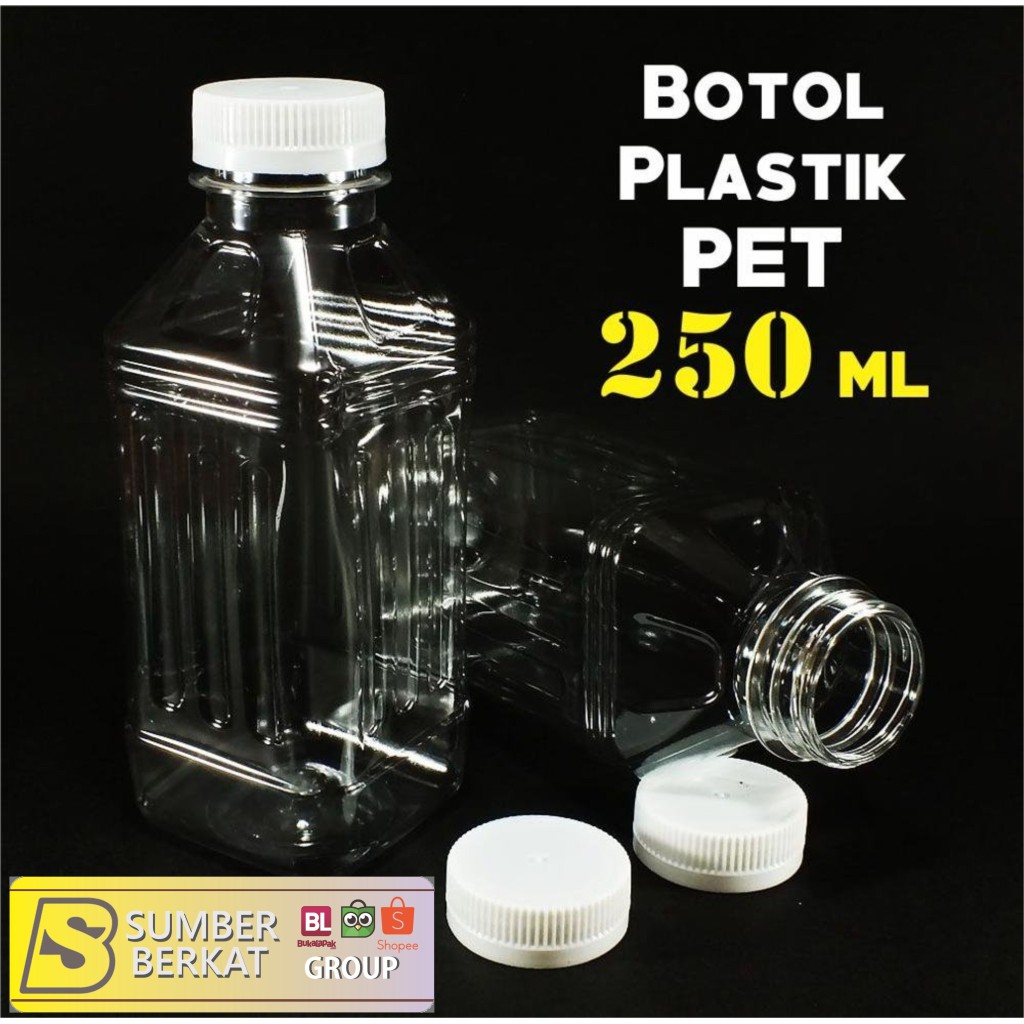 Botol Plastik PET Persegi Taro Kemasan 250 Ml