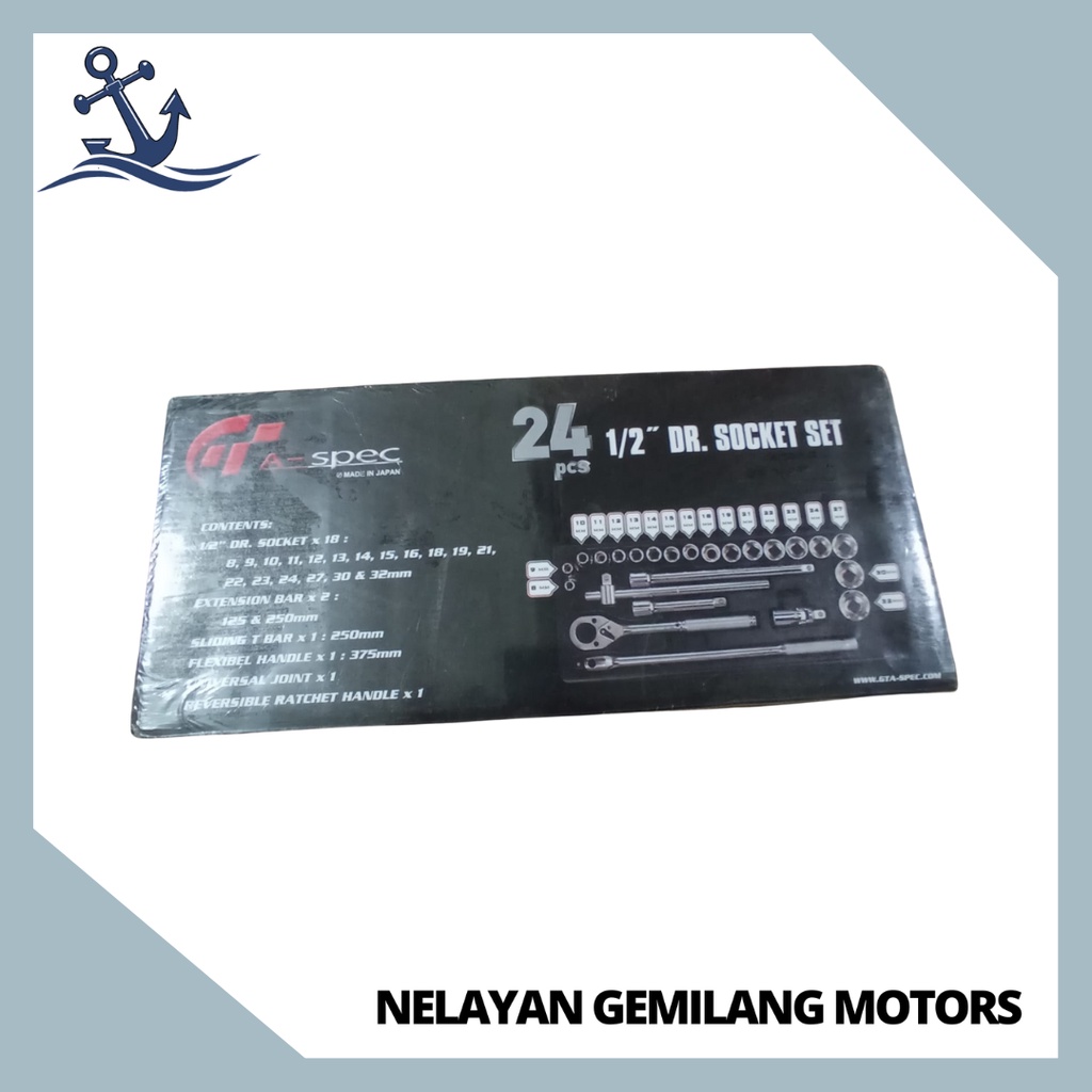 GT A-SPEC MADE IN JAPAN 1/2"inch 6PT 24pcs mata sock/Kunci sock/kunci socket