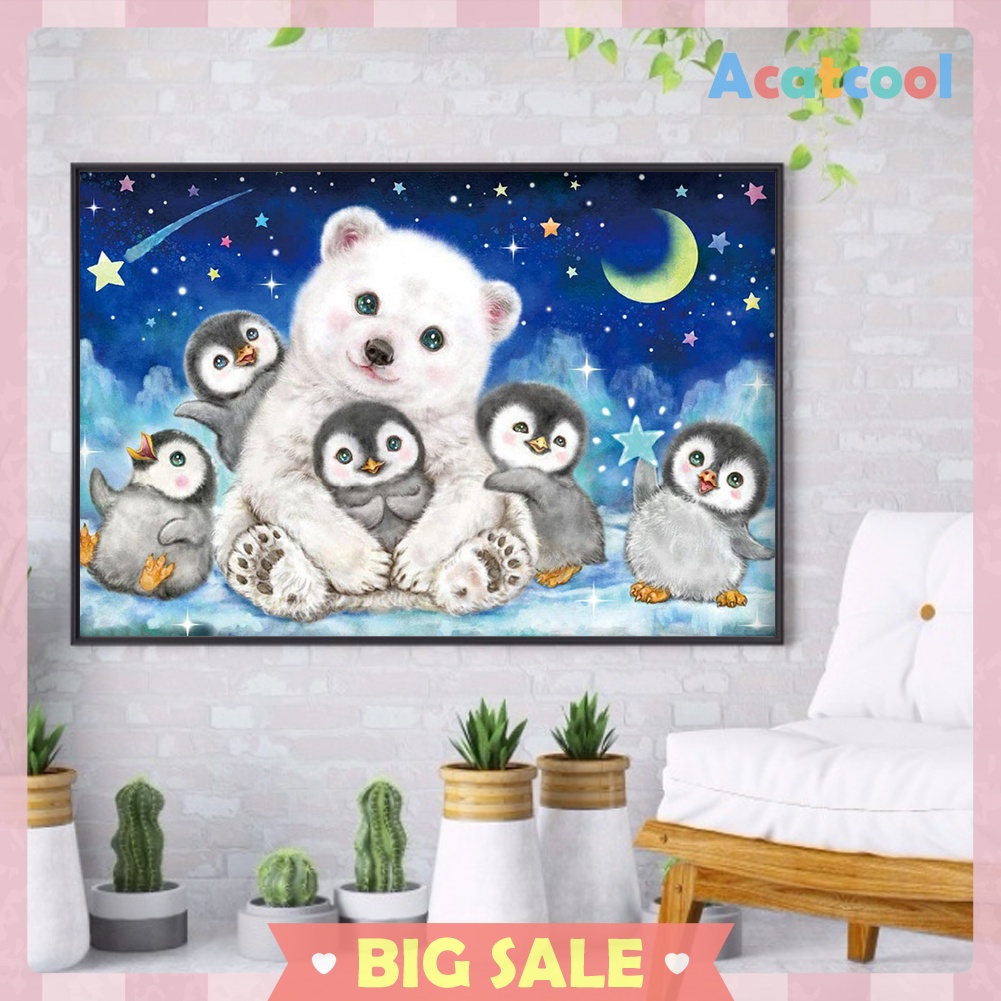 Diamond Painting Bear Little Penguin 5D Full Round Resin Rhinestone Picture