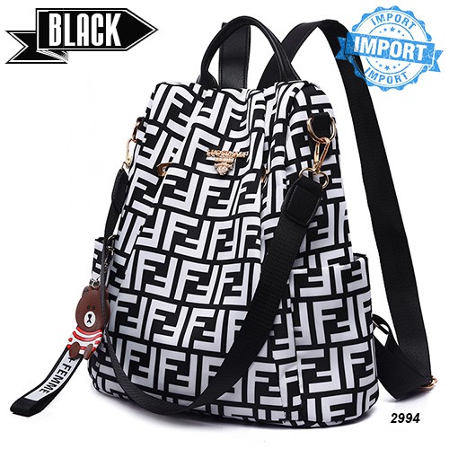 TAS PUNGGUNG T2994 RANSEL 1KG MUAT 2PCS MOTIF F FREE GANTUNGAN CONY TAS BATAM IMPORT FASHION WANITA