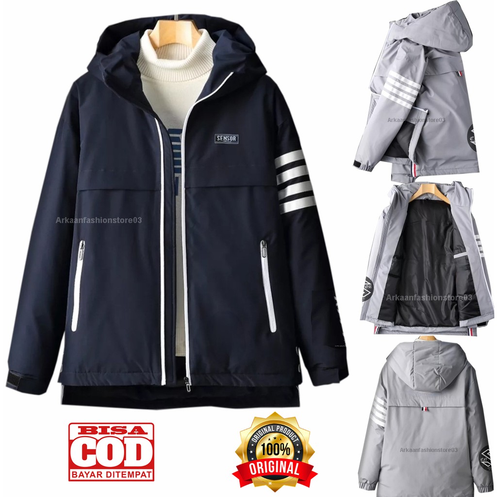 AKN- JAKET HOODIE LIST FOUR WATERPROOF / JAKET HOODIE TASLAN PRIA ANTI AIR / JAKET OUTDOR PREMIUM