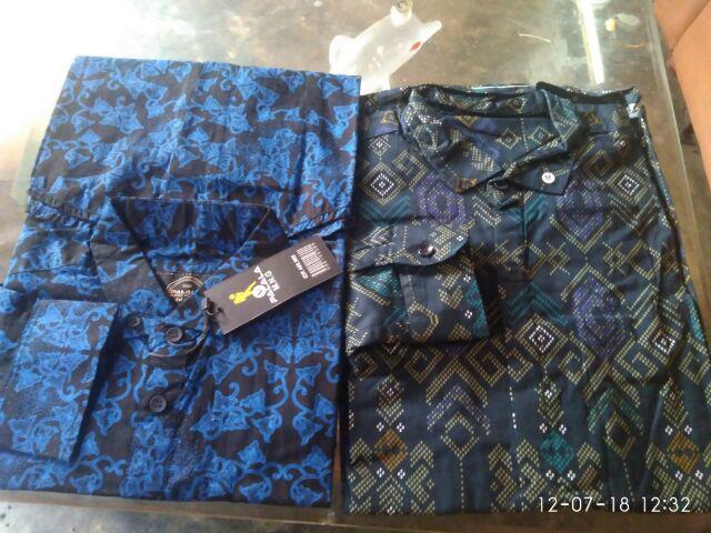 Credomenstore Kemeja Batik Songket Hijau / Kemeja Batik Pria Lengan Panjang / Baju Batik