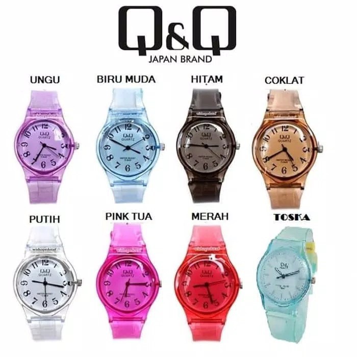 JAM TANGAN JELLY Q&Q TRANSPARAN / JAM TANGAN JELLY TRANSPARAN Q&Q - Hijau muda