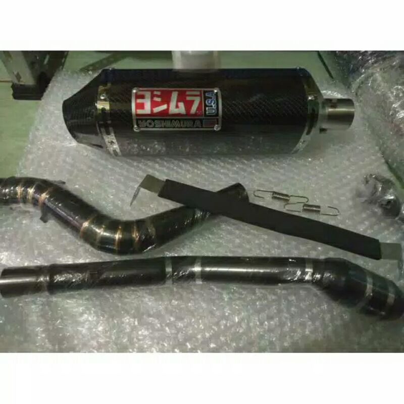 Knalpot racing klx/crf yoshimura high quality fullsystem black karbon