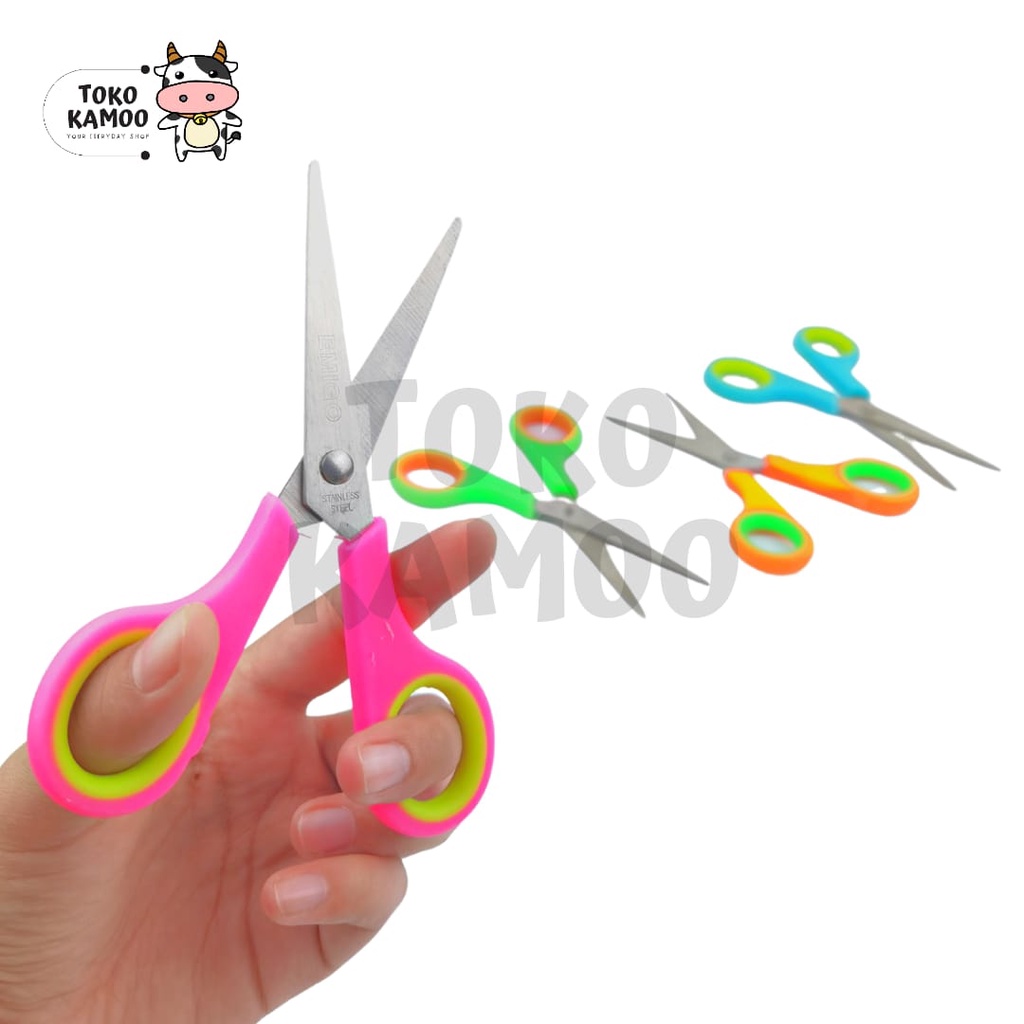 

Gunting Sedang 5 Inch Warna Warni Gagang Karet - Stainless Steel Scissor Emigo