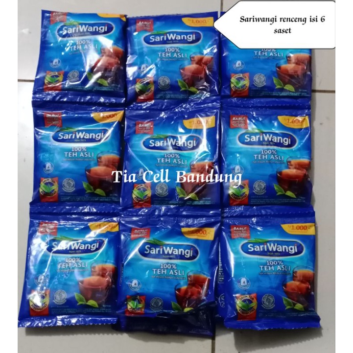 

teh Sariwangi renceng isi 6 saset / teh Sariwangi box isi 25 kantong/ teh 2 tang renceng isi 10 saset