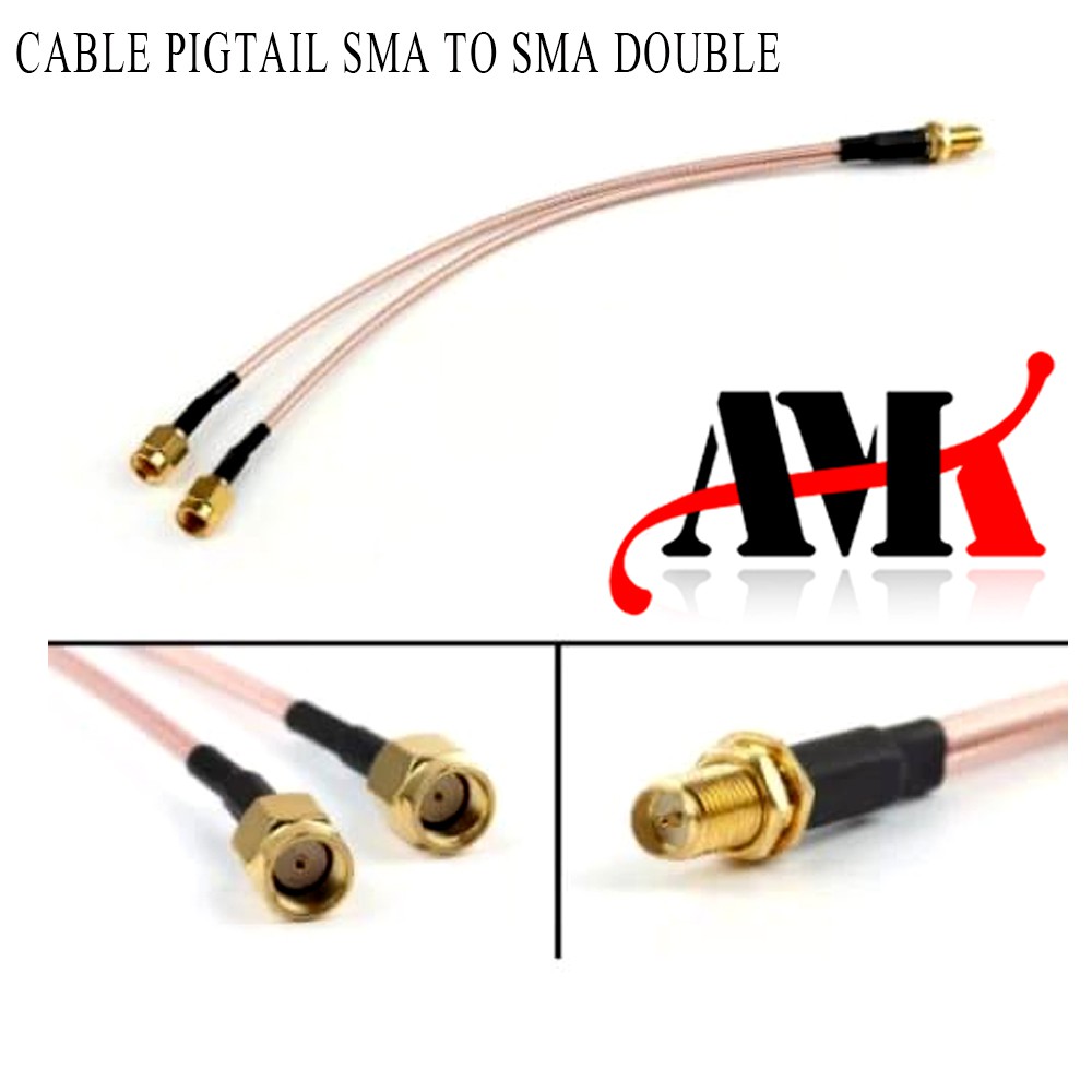 Pigtail SMA Male 2 Port / Conector RP-SMA dual Port / Pigtail Antena