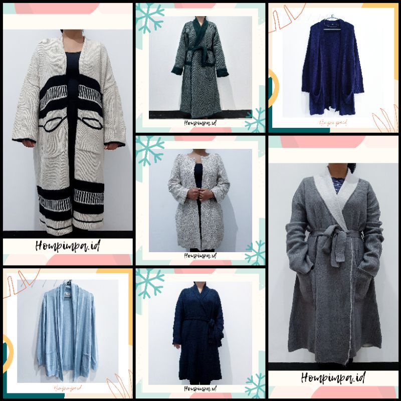Long Outer Long Cardigan Rajut Kimono Rajut Bulu Outer Motif